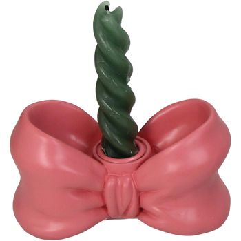 Candle Stick Bow Polyresin Pink 7x13.5x7cm