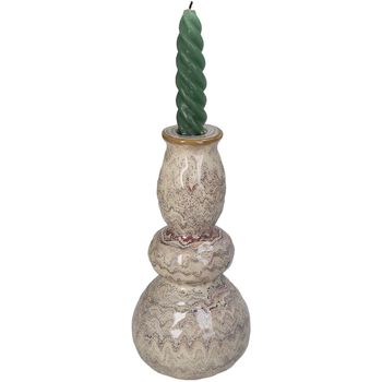 Candle Stick Stoneware Sand 11x11x22cm