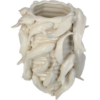 Planter Fishes Fine Earthenware Ivory 23x22.5x26cm