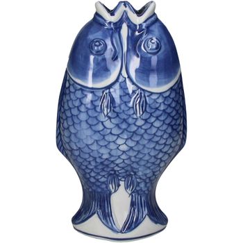 Vase Fische Porzellan Blau 15x8x27cm