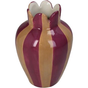 Vase Stripes Stoneware Multi 10.8x10.8x16.4cm