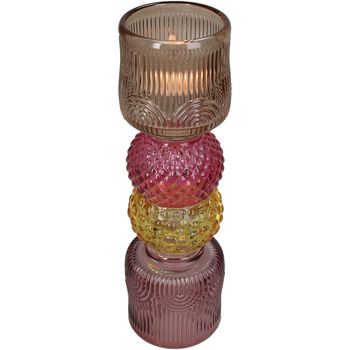 Candle Holder Glass Multi 7.5x7.5x23cm