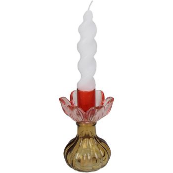 Candle Stick Flowers Glass Multi 7.5x7.5x11.5cm