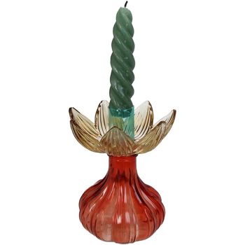 Candle Stick Flowers Glass Multi 11x11x13.5cm