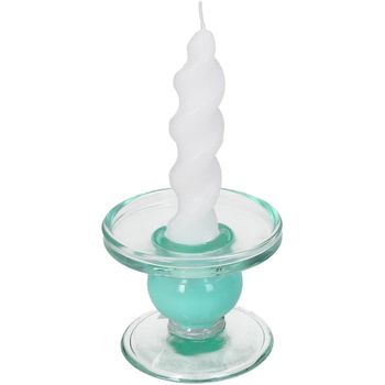 Candle Holder Glass Turquoise 9x9x7cm