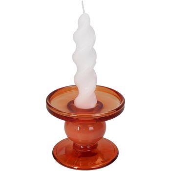 Candle Holder Glass Orange 9x9x7cm