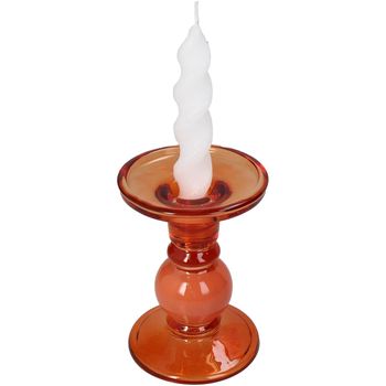 Candle Holder Glass Orange 9x9x13cm