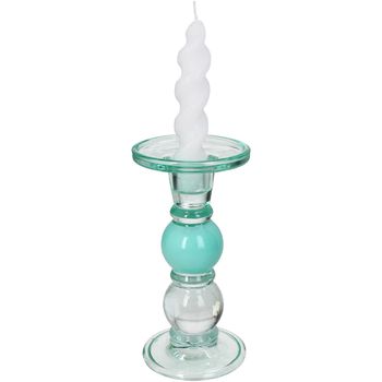 Candle Holder Glass Turquoise 9x9x17.5cm