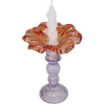 Candle Stick Glass Multi 14x14x19cm Orange-Lilac