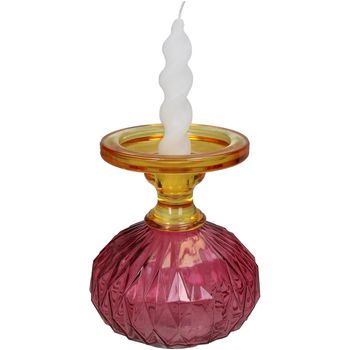 Candle Holder Glass Multi 13.5x13.5x15cm Yellow-Red