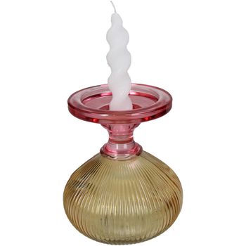 Candle Holder Glass Multi 13.5x13.5x15cm Red-Yellow