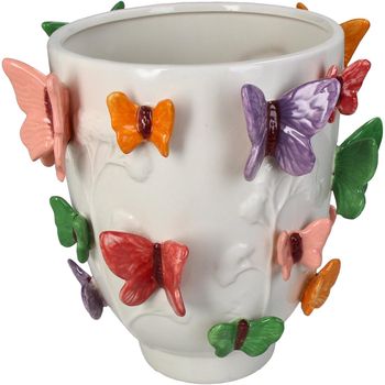 Vase Butterfly Stoneware Multi 24.5x24.5x25cm