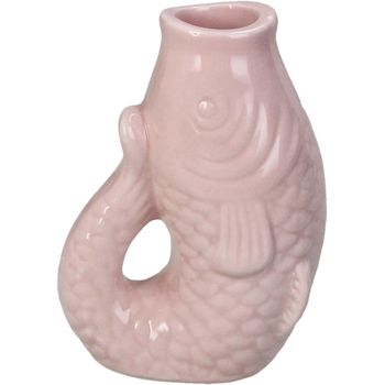 Vase Fish Stoneware Pink 8x5.5x11.3cm