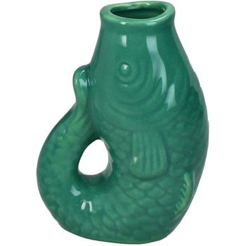 Vase Fish Stoneware Turquoise 8x5.5x11.3cm