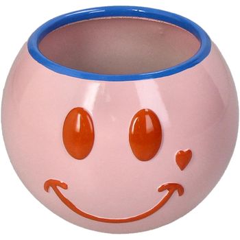 Planter Smiley Polyresin Pink 11.8x11.8x9.3cm