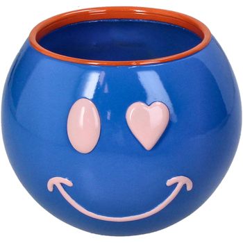 Planter Smiley Polyresin Blue 13.5x13.5x11cm
