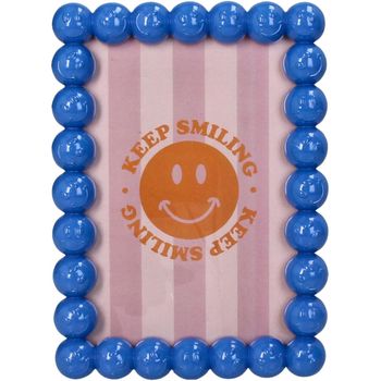 Photo Frame Smiley Polyresin Blue 10x15cm