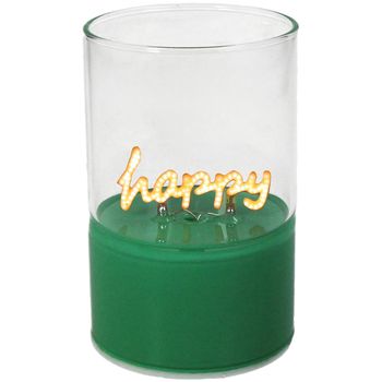Decoration Light Happy LED Glass Green 6.5x6.5x10cm