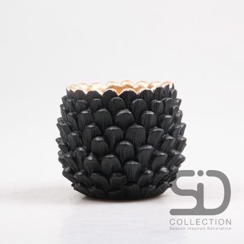 BLOEMPOT DENNENAPPEL CEMENT 16X16X14 CM  ZWART