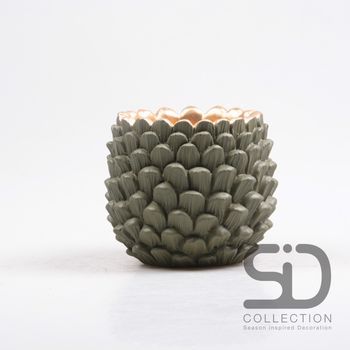 BLOEMPOT DENNENAPPEL CEMENT 16X16X14 CM  OLIJFGROEN
