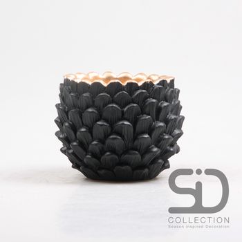 BLOEMPOT DENNENAPPEL CEMENT 14X14X11 CM  ZWART