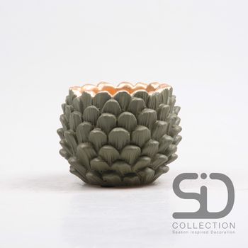 BLOEMPOT DENNENAPPEL CEMENT 11.5X11.5X8.8 CM  OLIJFGROEN