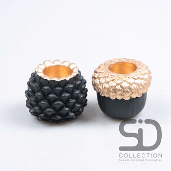 KANDELAAR EIKEL CEMENT 2 ASS 9X9X7.5 CM ZWART