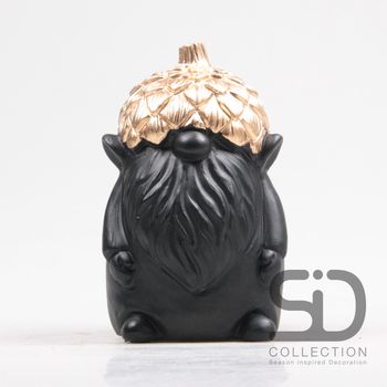 GNOME MET EIKEL CEMENT 12X11.5X18.7 CM ZWART