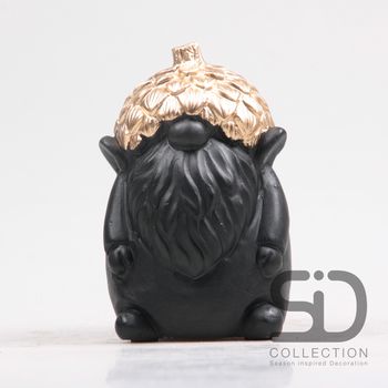 GNOME MET EIKEL CEMENT 9.5X9X14.3 CM ZWART
