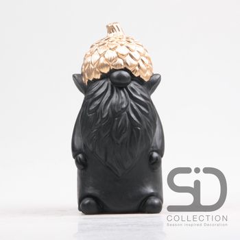 GNOME MET EIKEL CEMENT 12X11.5X23.5 CM ZWART