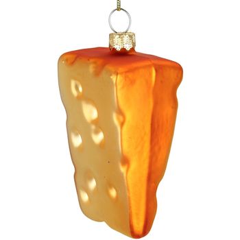 Ornament Cheese Glass Yellow 8.3cm