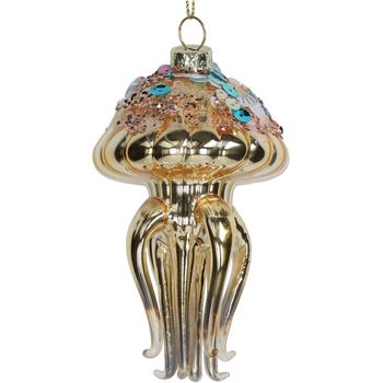 Ornament Jellyfish Glass Gold 11.8cm