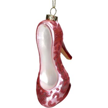Ornament High Heel Shoe Leopard Glass Pink 11.4cm