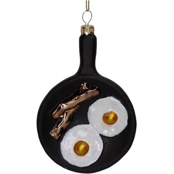 Ornament Fried Egg Glass Black 11.7cm