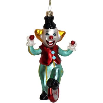 Ornament Clown Glass Multi 14.6cm
