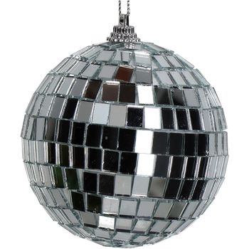 Ornament Disco Ball Silver 8x8x10cm