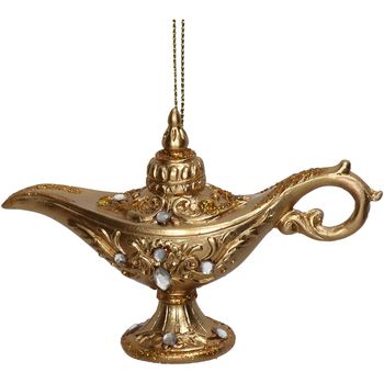 Ornament Oil Lamp Polyresin Gold 10.8cm