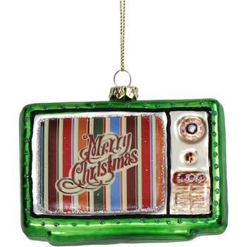 Ornament Television Glass Green 8.9cm