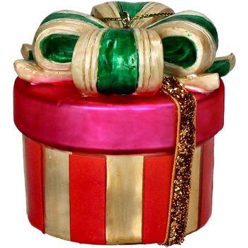 Ornament Gift Box Glass Multi 6.4cm