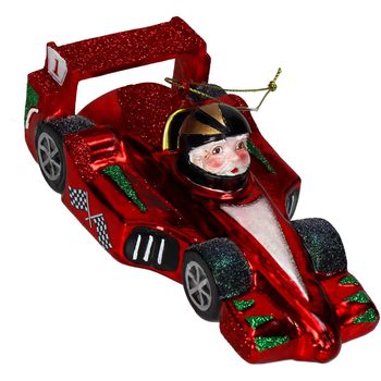 Ornament Racing Car Glass Red 15.2cm