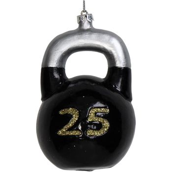 Ornament Kettlebell Glas Schwarz 10.2cm