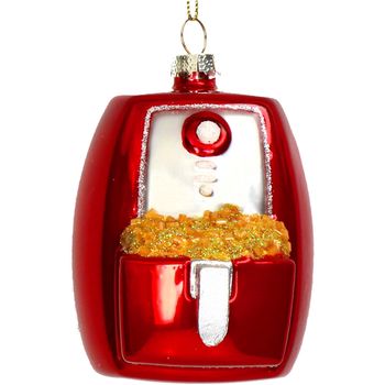 Ornament Airfryer Glass Red 9.3cm