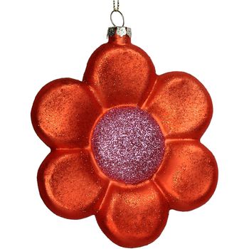 Ornament Flower Glass Orange 11.7cm