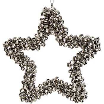 Ornament Bells Star Metal Silver 14cm