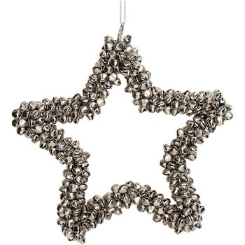 Ornament Bells Star Metal Silver 16cm