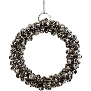 Ornament Bells Wreath Metal Silver 9cm