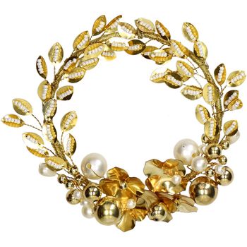 Ornament Wreath Plastic Gold 16.5cm