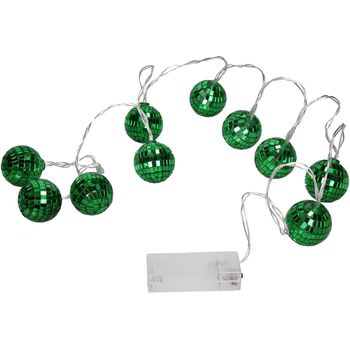 Garland Disco Ball Glass Green 180cm + LED