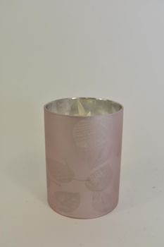 LED kaars in glas blad 10cm zilver (excl. 3xAAA batterij)