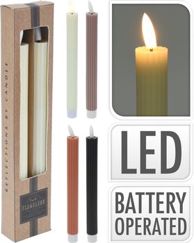 SET 2 DINERKAARS MET LED D2,2 H24CM 4 ASS. KLEUR EXCL 2X AAA